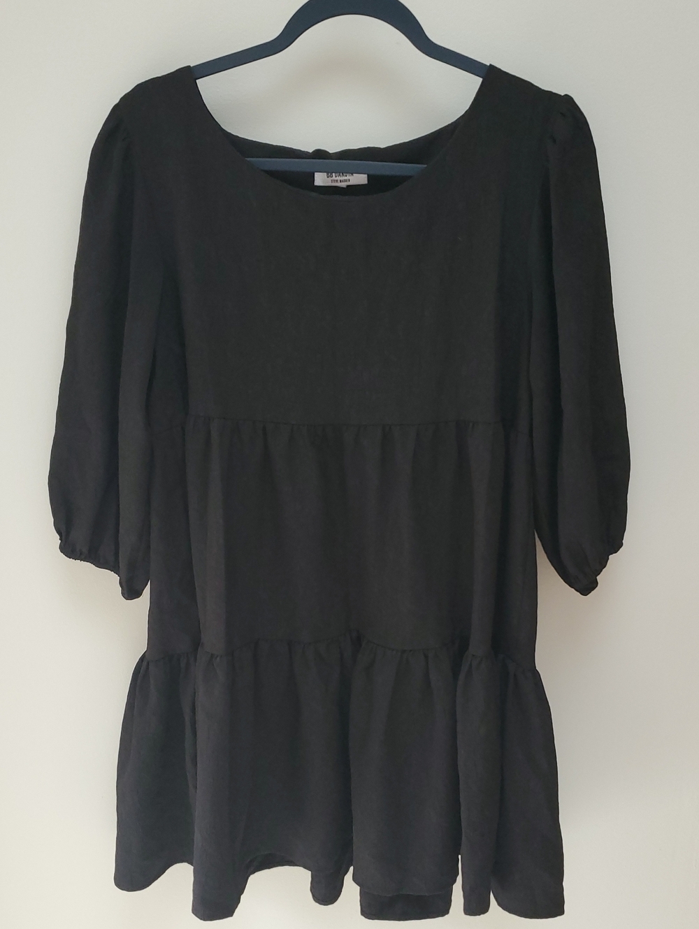 BB Dakota Black Tiered Puff Sleeve Dress